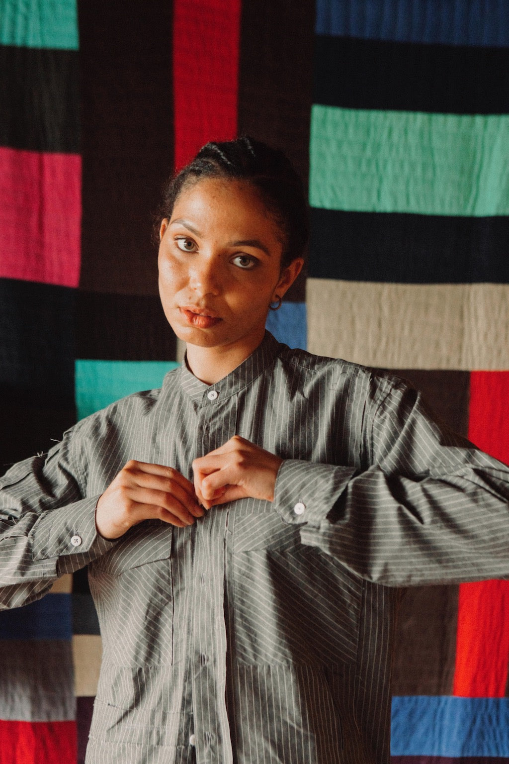 Banded Collar Shirt